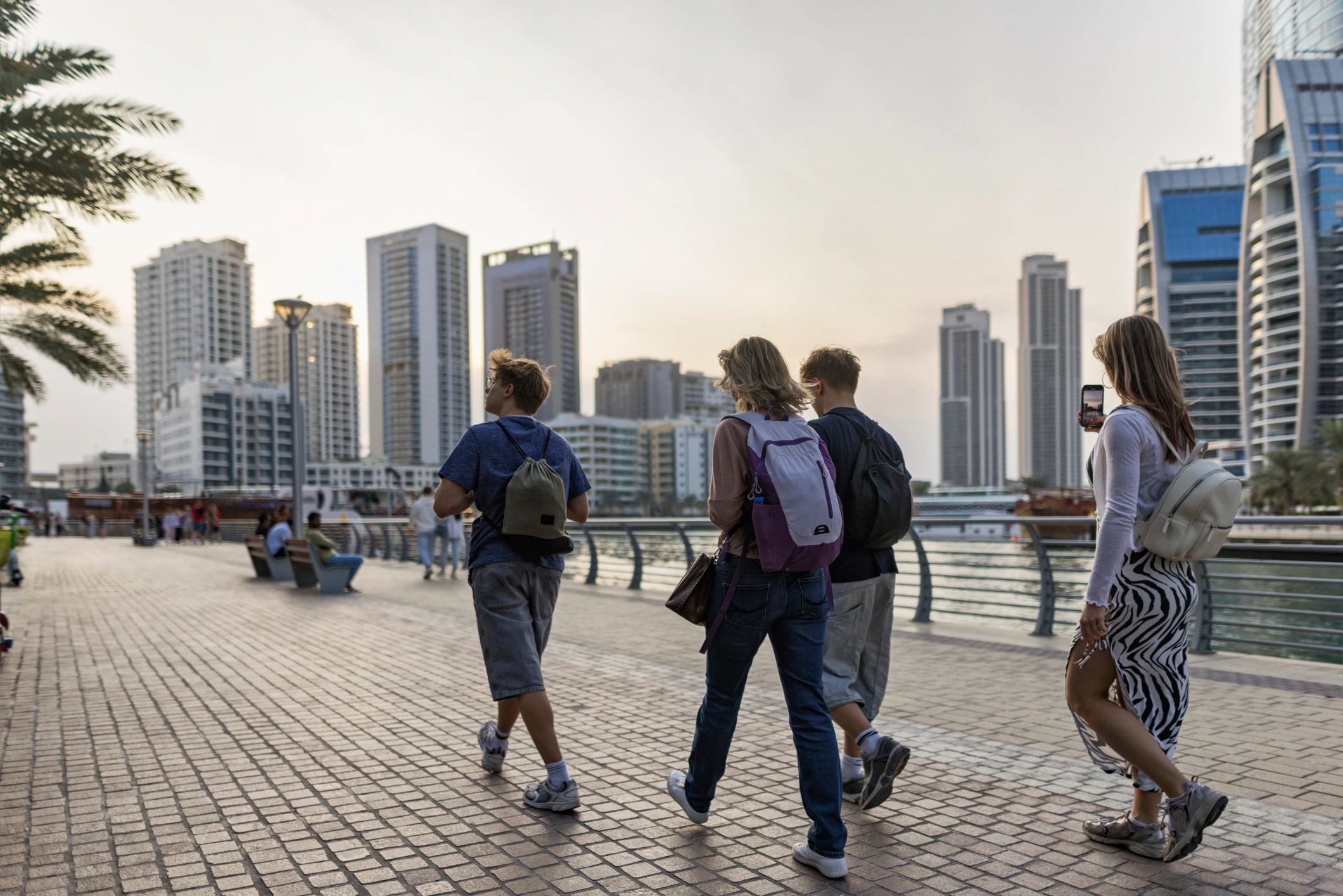 Travelers at Dubai Marina