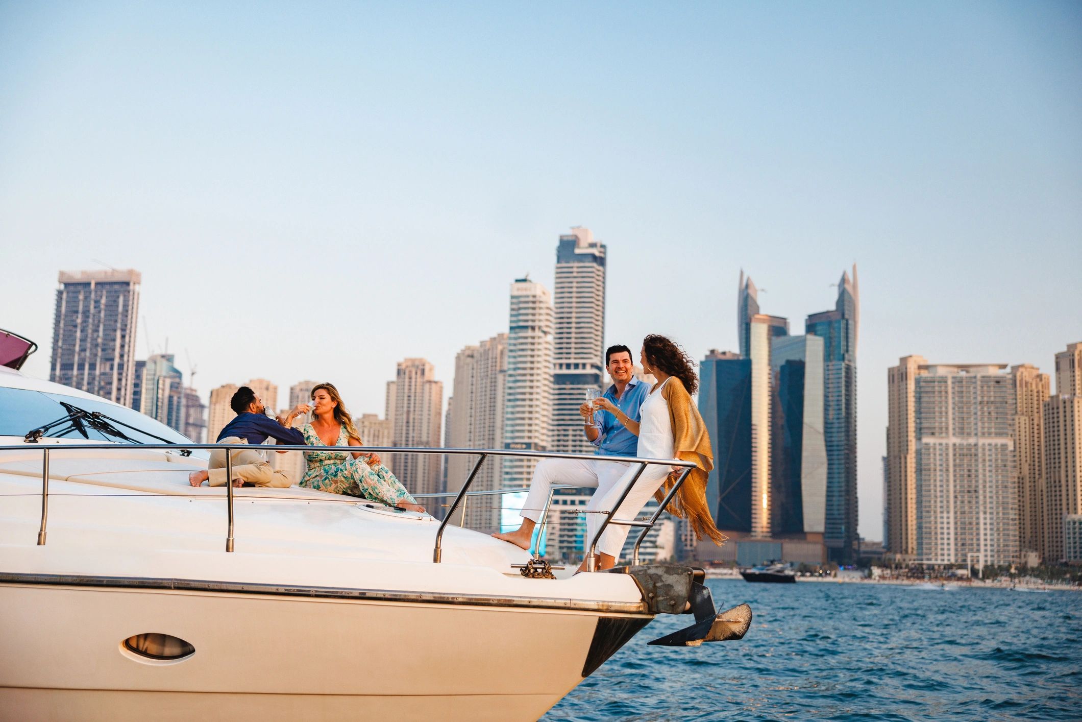 Private yacht experience with Dubai skyline